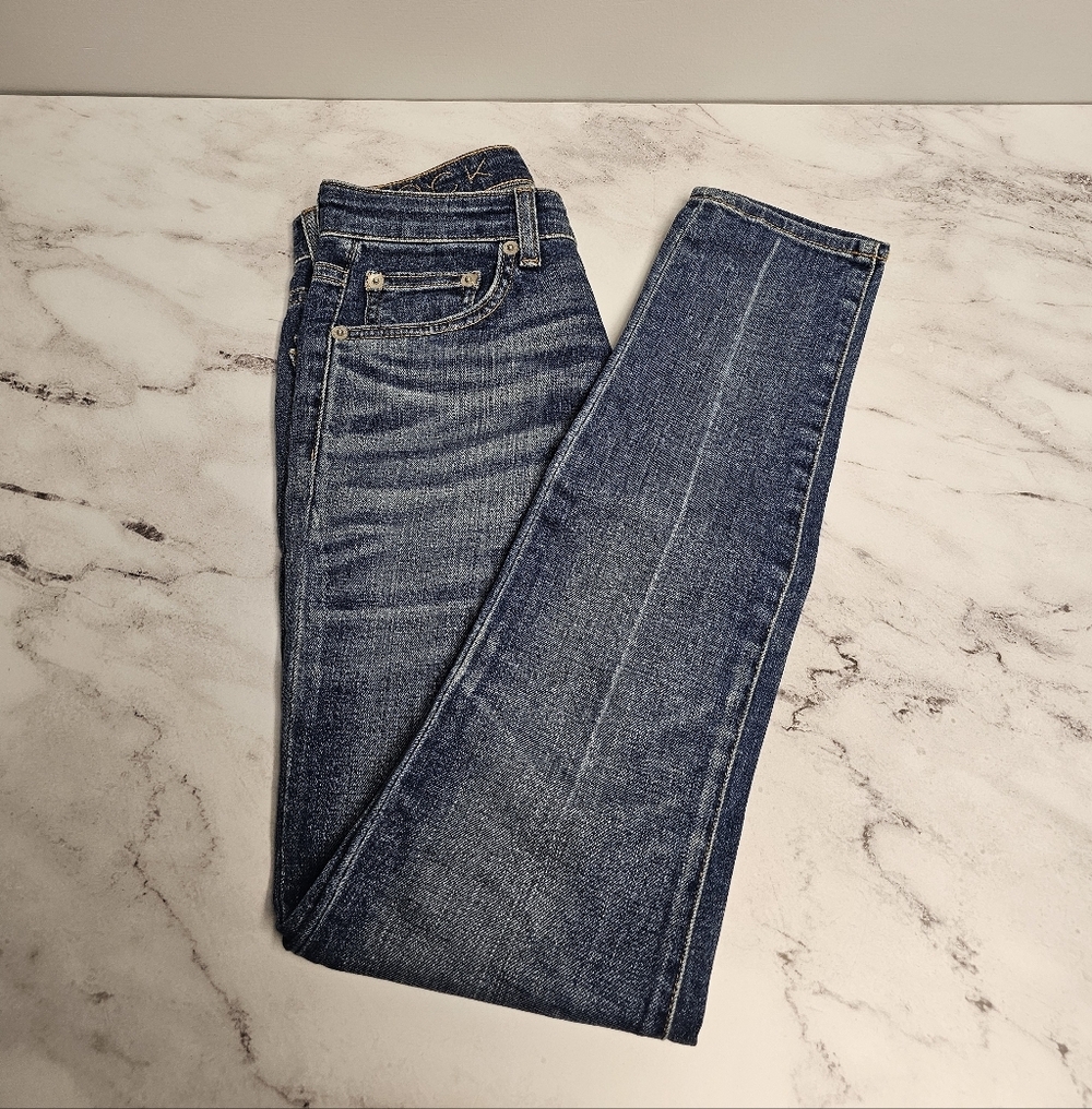Brock Collection High Rise Skinny Ankle Blue Jeans 25 Preowned - Picture 4 of 9